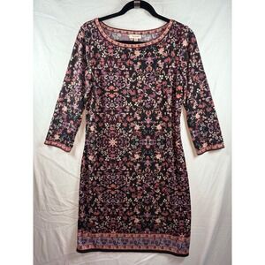 Max Studio Womens Paisley Floral Sheath Dress Black Pink Sz M Travel Office Comf